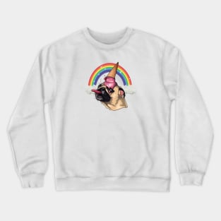 cute rainbow ice cream Licking pug (Cuteness overload ) Crewneck Sweatshirt